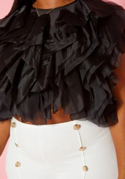 Plus Size Ruffle Tulle Crop Top -Asoph Fashion Shop 2020213 001 4