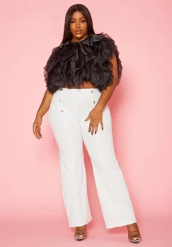 Plus Size Sailor Button Trouser Pants