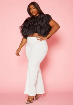 Plus Size Sailor Button Trouser Pants -Asoph Fashion Shop 2020228 002 2