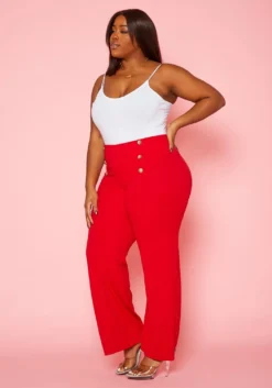 Plus Size Sailor Button Trouser Pants -Asoph Fashion Shop 2020228 003 2