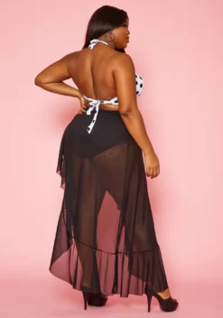 Plus Size Ruffle Asymmetric Cover Up Skirt -Asoph Fashion Shop 2020235 001 3