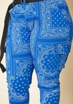 Plus Size Paisley Print Belted Cargo Pants -Asoph Fashion Shop 2020247 001 4