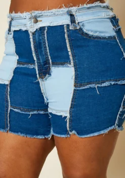 Plus Size Patchwork Denim Shorts -Asoph Fashion Shop 2020249 001 4