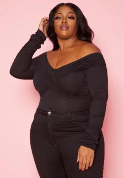 Plus Size Overlayered Off Shoulder Bodysuit