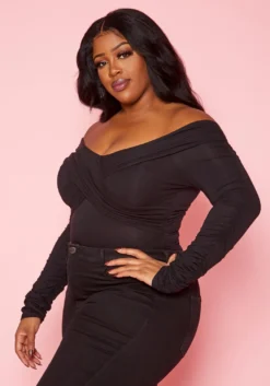 Plus Size Overlayered Off Shoulder Bodysuit -Asoph Fashion Shop 2020277 001 3