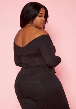 Plus Size Overlayered Off Shoulder Bodysuit -Asoph Fashion Shop 2020277 001 4