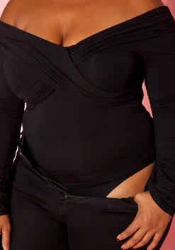 Plus Size Overlayered Off Shoulder Bodysuit -Asoph Fashion Shop 2020277 001 5