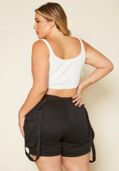 Plus Size High Rise Cargo Shorts Overalls -Asoph Fashion Shop 2020285 001 4