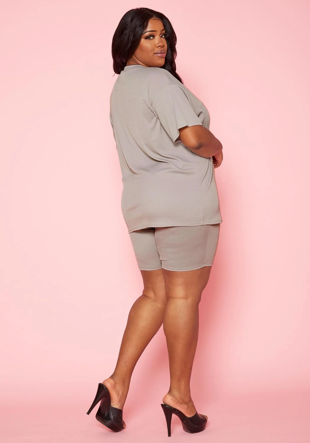 Plus Size Tee Shirt & Biker Shorts Set 4 Plus Size Tee Shirt & Biker Shorts Set - Image 4