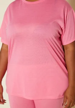 Plus Size Neon Basic Tee Shirt & Biker Shorts Set -Asoph Fashion Shop 2020291 002 5