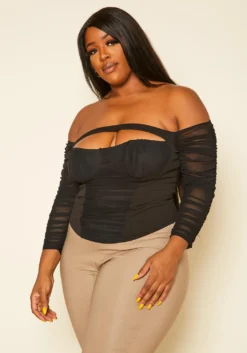 Plus Size Ruched Sweetheart Top -Asoph Fashion Shop 2020295 001 3