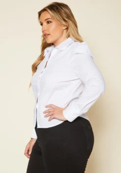 Plus Size Ballon Sleeve Collar Top -Asoph Fashion Shop 2020318 001 4