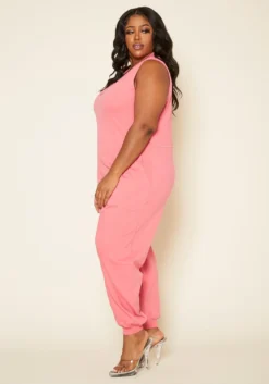 Plus Size V-Neck Harem Jumpsuit -Asoph Fashion Shop 2020320 003 3