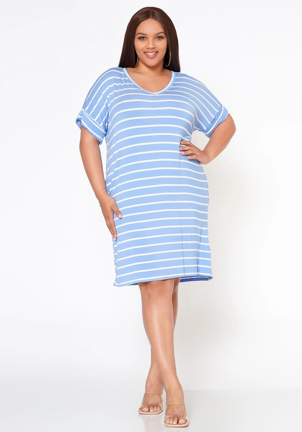 Plus Size Striped Mini Dress 1 Plus Size Striped Mini Dress