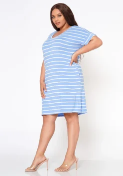 Plus Size Striped Mini Dress 7 Plus Size Striped Mini Dress -Asoph Fashion Shop 2020321 008 2