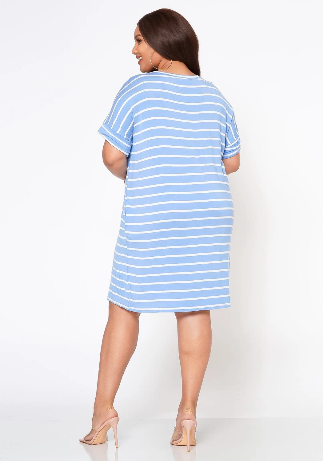 Plus Size Striped Mini Dress 4 Plus Size Striped Mini Dress - Image 4