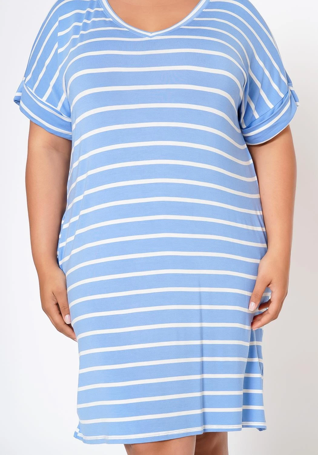 Plus Size Striped Mini Dress 5 Plus Size Striped Mini Dress - Image 5