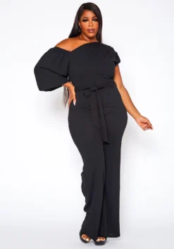 Plus Size One Sleeve Asymmetrical One Shoulder Jumpsuit -Asoph Fashion Shop 2020329 003 2