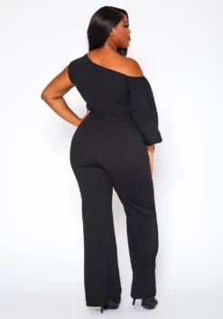 Plus Size One Sleeve Asymmetrical One Shoulder Jumpsuit -Asoph Fashion Shop 2020329 003 4