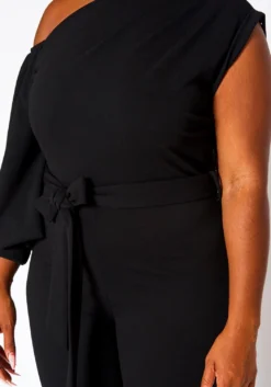 Plus Size One Sleeve Asymmetrical One Shoulder Jumpsuit -Asoph Fashion Shop 2020329 003 5