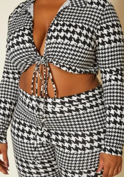 Plus Size Houndstooth Crop Top & Pants Set -Asoph Fashion Shop 2020339 001 5