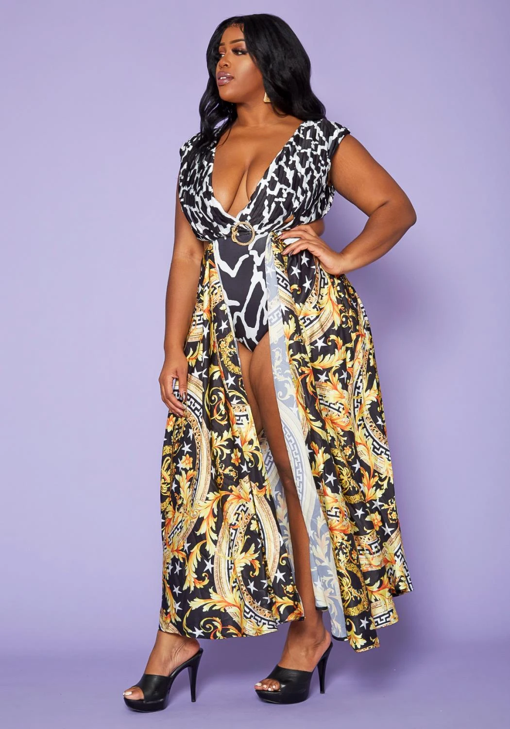 Plus Size Greca Artwork Abstract Swimsuit 5 Plus Size Greca Artwork Abstract Swimsuit - Image 5