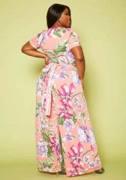Plus Size Floral Crop Top & Pants Set -Asoph Fashion Shop 2020343 002 4