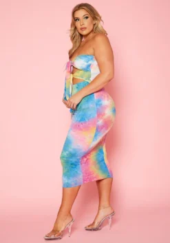 Plus Size Strapless Tie Dye Midi Dress -Asoph Fashion Shop 2020345 001 3