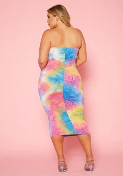 Plus Size Strapless Tie Dye Midi Dress -Asoph Fashion Shop 2020345 001 4