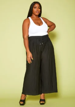 Plus Size Pleated Palazzo Pants