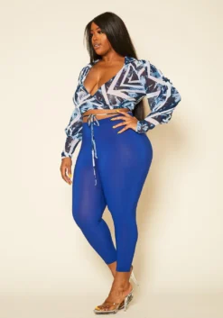 Plus Size Abstract Crop Top & Leggings Set -Asoph Fashion Shop 2020397 001 4