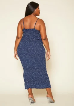 Plus Size Shirred Polka Dot Maxi Dress 10 Plus Size Shirred Polka Dot Maxi Dress -Asoph Fashion Shop 2020404 001 5