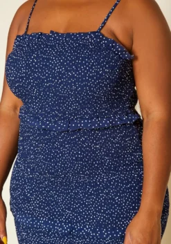 Plus Size Shirred Polka Dot Maxi Dress 11 Plus Size Shirred Polka Dot Maxi Dress -Asoph Fashion Shop 2020404 001 6
