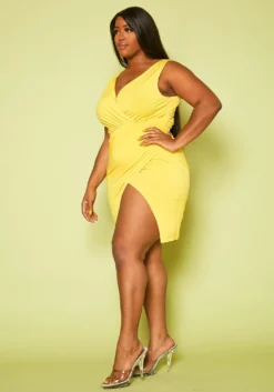 Plus Size Surplice Mini Dress -Asoph Fashion Shop 2020405 001 3