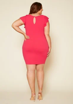 Plus Size Front Ruffle Midi Dress -Asoph Fashion Shop 2020411 001 4