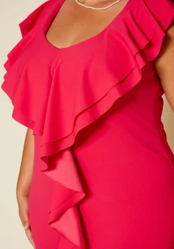 Plus Size Front Ruffle Midi Dress -Asoph Fashion Shop 2020411 001 5