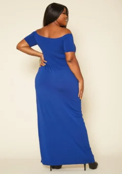 Plus Size Off Shoulder Seamless Maxi Dress -Asoph Fashion Shop 2020421 004 4