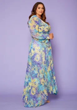 Plus Size Abstract Dots Print Chiffon Maxi Dress -Asoph Fashion Shop 2020428 001 3