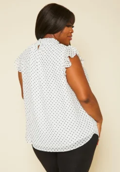 Pleione Plus Size Floral Print Mock Neck Short Sleeve Top -Asoph Fashion Shop 2020440 001 4