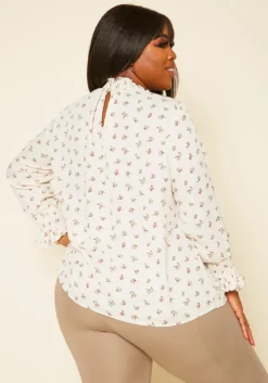 Pleione Plus Size Floral Print Mock Neck Top -Asoph Fashion Shop 2020447 001 4