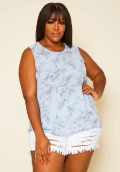 Pleione Plus Size Print Tank Top