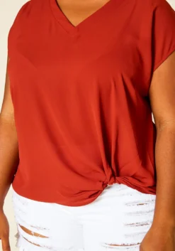 Pleione Plus Size Side Twist Basic Top -Asoph Fashion Shop 2020453 001 5