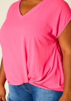 Pleione Plus Size Side Twist Basic Top -Asoph Fashion Shop 2020453 002 5