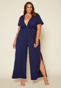 Plus Size Side Slit Jumpsuit