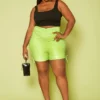 Plus Size Faux Leather Ruched High Waist Shorts