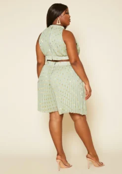 Plus Size Pleated Polka Dot Cut Out Romper -Asoph Fashion Shop 2020477 001 4