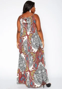 Asoph Plus Size Paisley Print Maxi Flare Dress -Asoph Fashion Shop 2020478 001 4