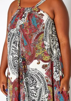 Asoph Plus Size Paisley Print Maxi Flare Dress -Asoph Fashion Shop 2020478 001 5