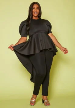 Plus Size High-Low Peplum Top