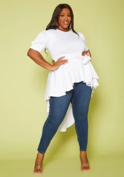 Plus Size High-Low Peplum Top